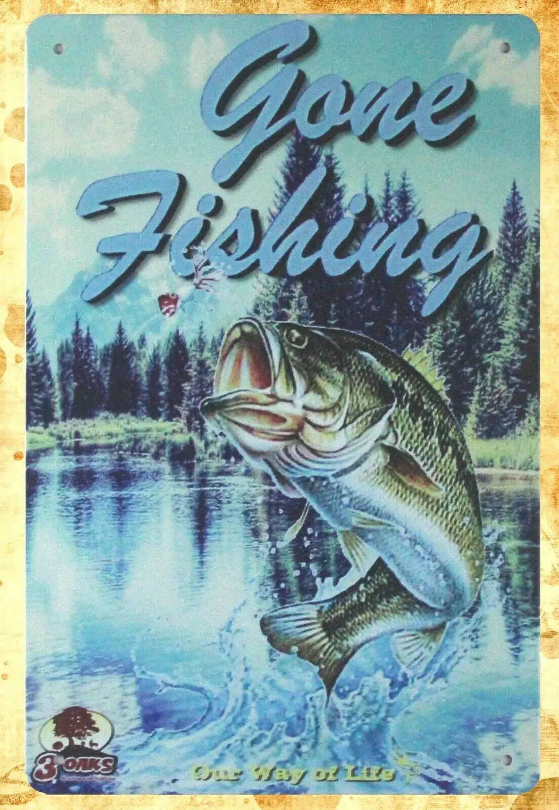 

gone fishing Fish Bait Tackle Marina tin metal sign reproductions
