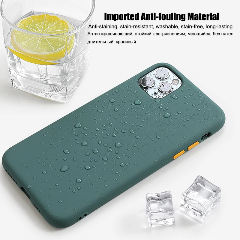 Contrast Color Case For iPhone 7 8 6 6s Plus 11 Original Liquid Silicone No Logo Shockproof Cover X Xs Pro Max XR |