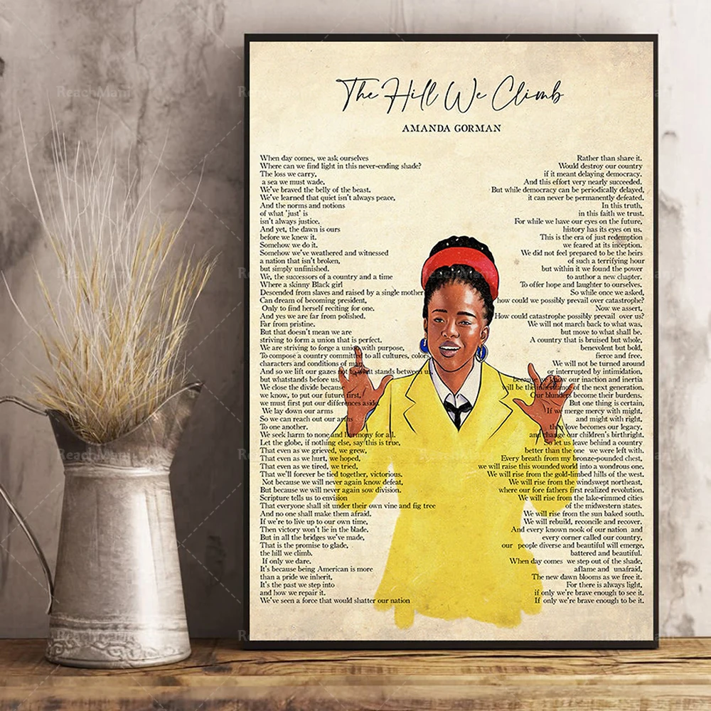 

The Hill We Climb Full Poem Poster, Amanda Gorman Poster, Afro Girl Poster, Biden Inauguration 2021, Black Pride, Wall Decor