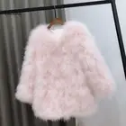 Новое поступление, женское длинное пальто из страусиного меха, 70 см, Повседневная Женская куртка из натурального меха, Искусственное перо индейки