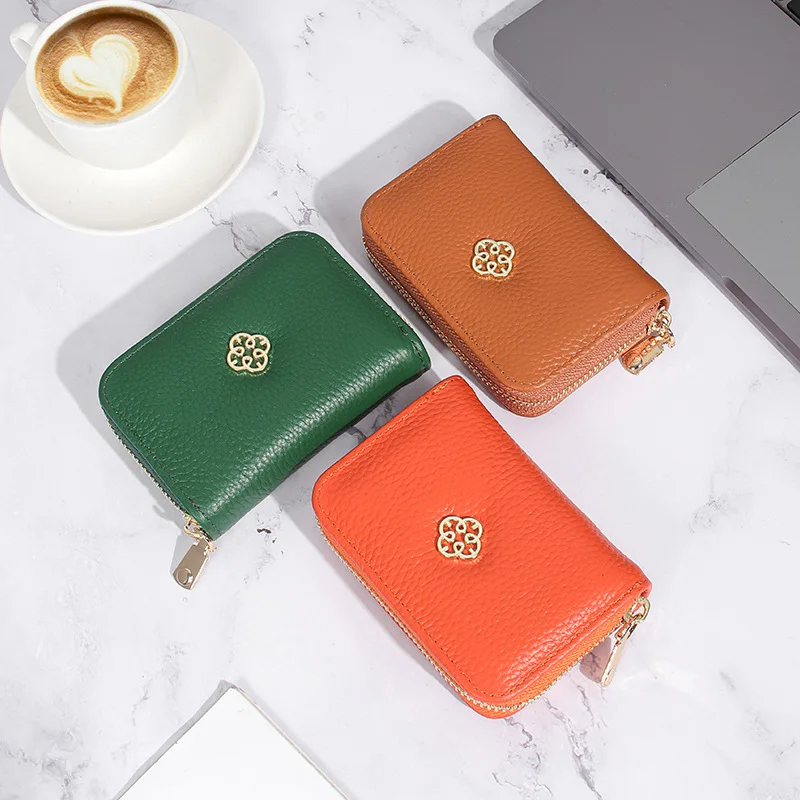 

Men Card Holder Business Women Credit Cardholder Genuine Leather Case For Bank Cards Casual Zipper Wallet RFID Coin Purse