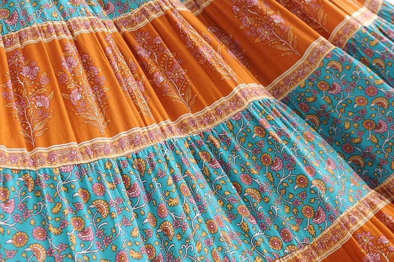 Женская пляжная юбка с цветочным принтом длинная трапеция в стиле бохо высокой