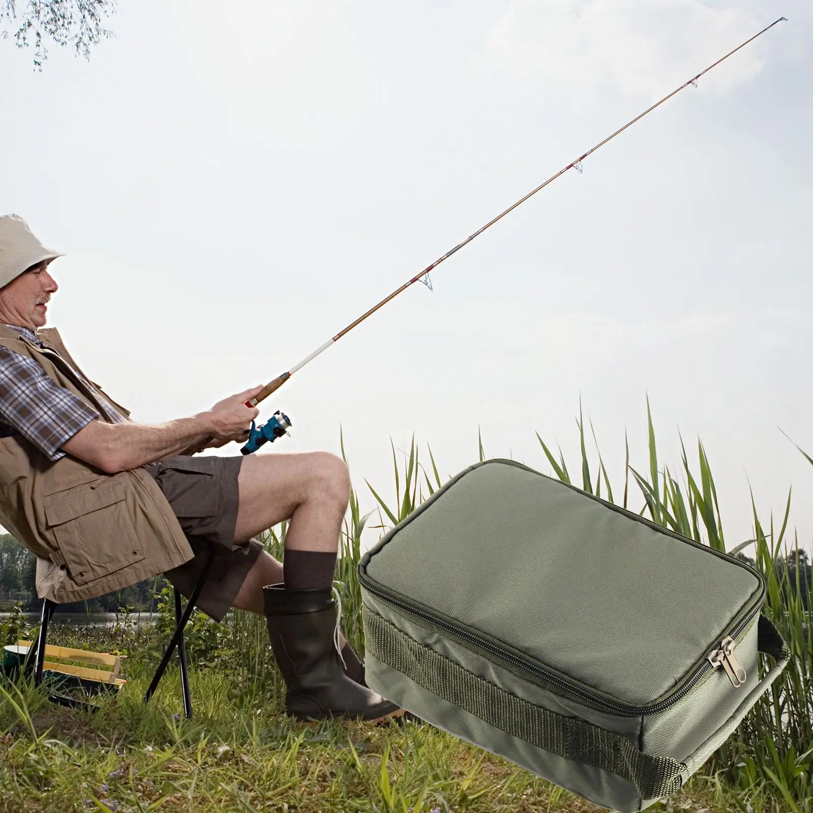 

Fishing Reel Bag Oxford Fishing Tackle Bag Portable Fishing Reel Gear Storage Case Spinning Baitcasting Single Crossbody Bags