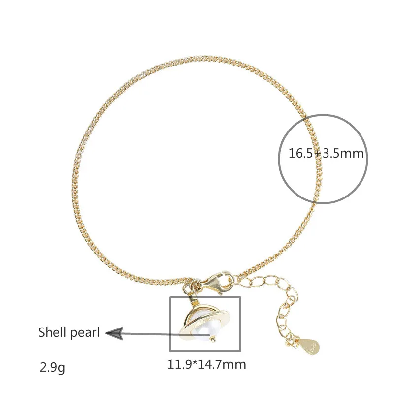 

Shell Pearl Gold Real 925 Sterling Silver Bracelets For Women Fashion Fine Jewelry Bracelets & Bangles Personalized Flyleaf