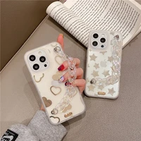 fashion transparent chain wristband love star female soft case for iphone 11 12 13 pro max 7 8 plus xr x xs iphone cover fundas