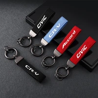 1x fashion leather car styling badge pendant for honda civic accord cr v metal keychain accessories 4s shop gifts auto key chain