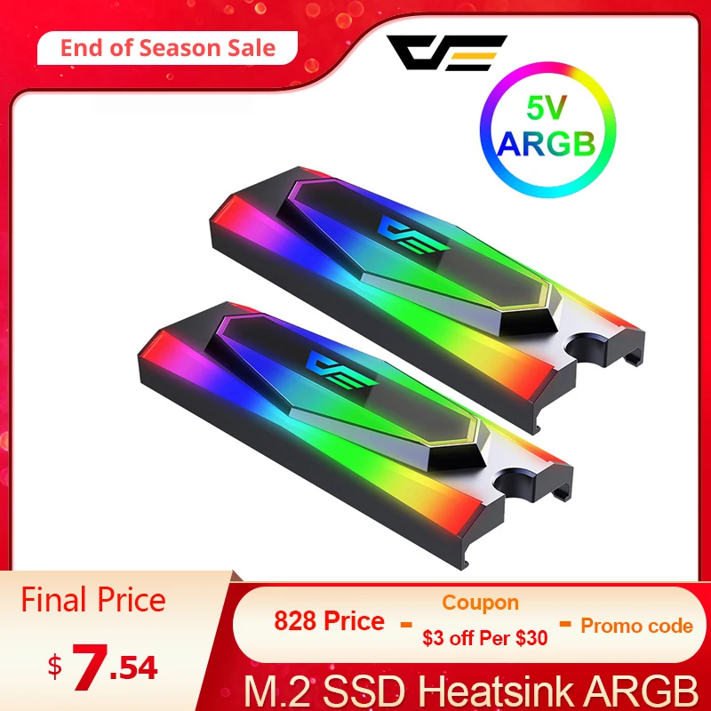 darkFlash SSD Радиатор M.2 2280 ARGB 5V радиатор из алюминиевого сплава охлаждающий пассивный
