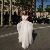 latest arrival charming lace cap sleeves bridal wedding gowns illusion boat neck wedding dresses for bride sheer buttons back