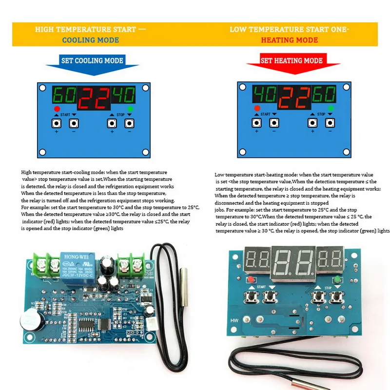 DC 12V цифровой светодиодный Температура контроллер с Водонепроницаемый NTC Сенсор
