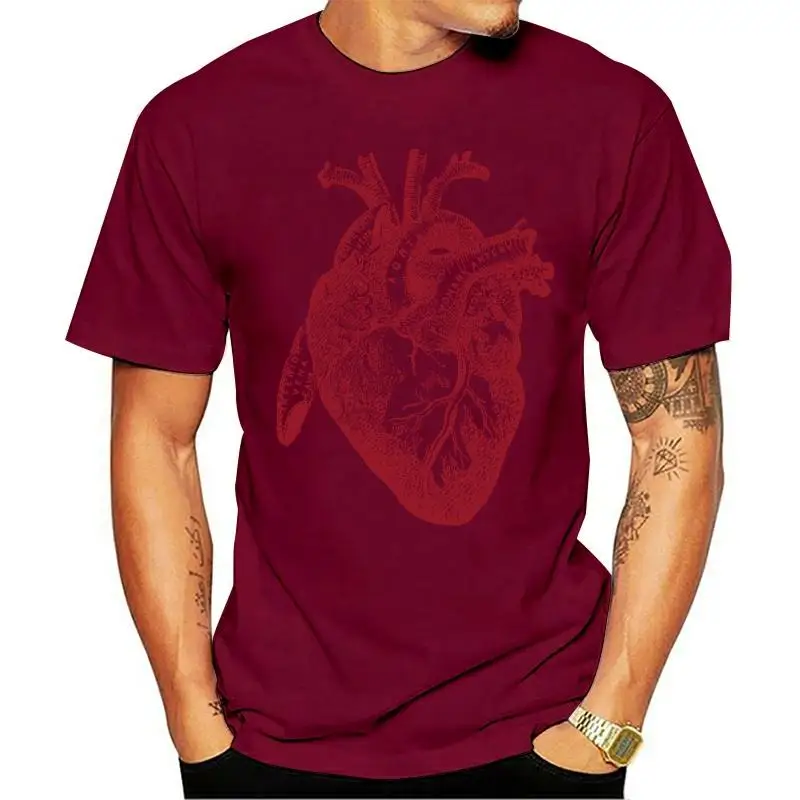 

For Boys Funny Gift Birthday Festive Tee Shirt Big Heart Anatomy Anatomical Illustration Drawing Art Unique T-shirt Summer T