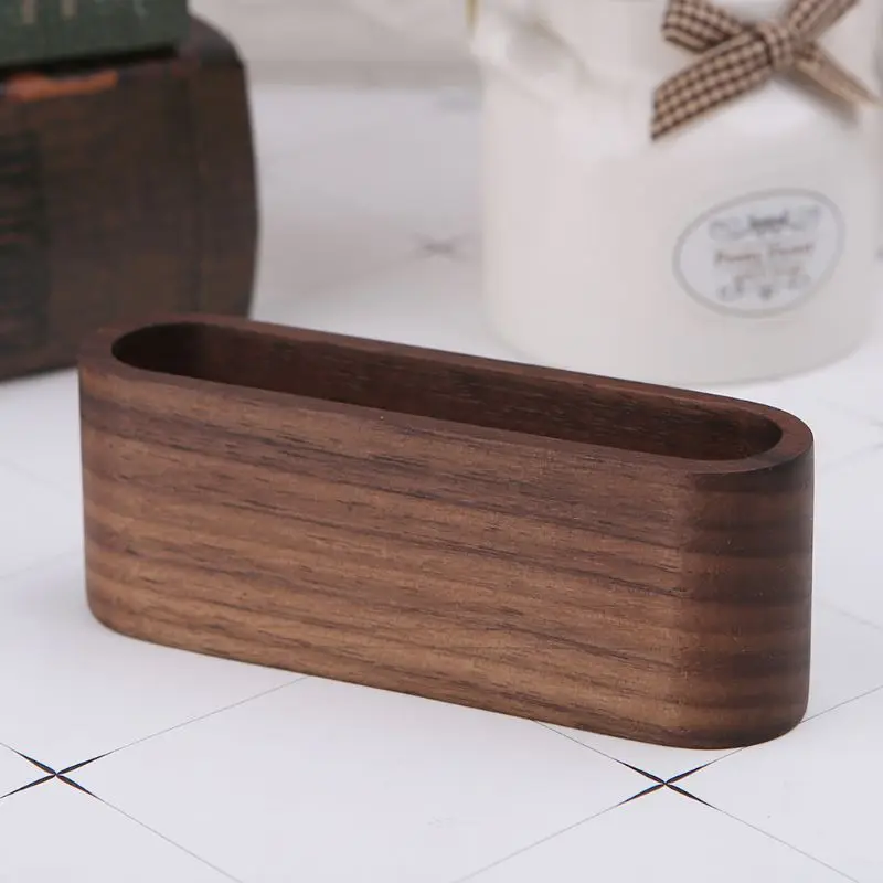 

1 Pc Wooden Table Business Card Display Stand Memo Holder Storage Box Organizer Walnut Beech Wood