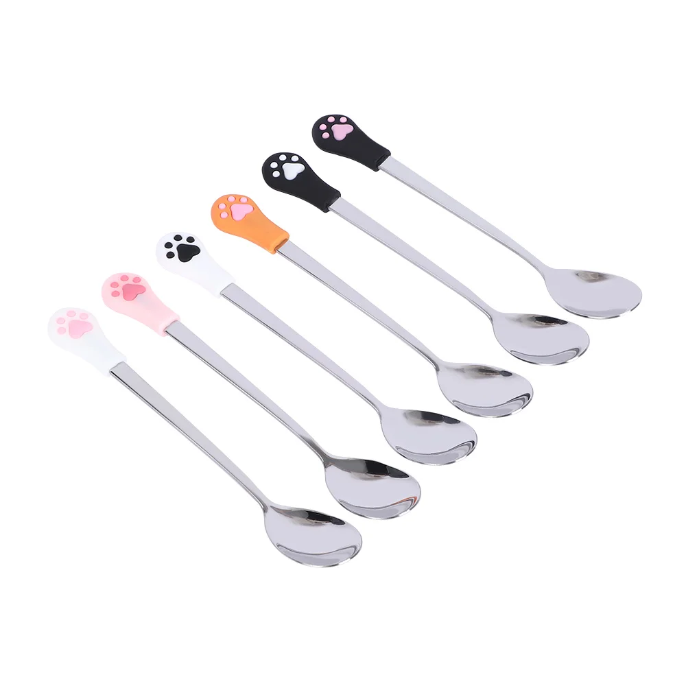 1 Pcs Stainless Steel Cute Cat Claw Coffee Spoons Fruit Dessert Spoon Candy Tea Drink Tableware Kitchen Supplies | Дом и сад