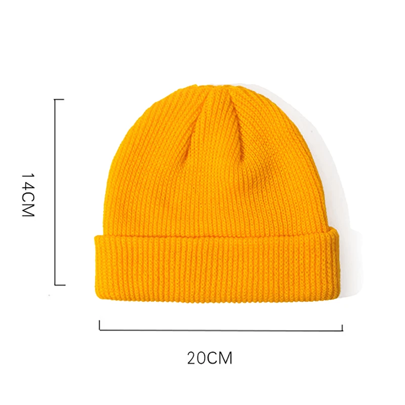 

Fashion Knitted Hat Knitted Melon Cap Autumn Winter Retro Brimless Navy Hats Solid Color Hip Hop Unisex Leisure Elastic Skullcap