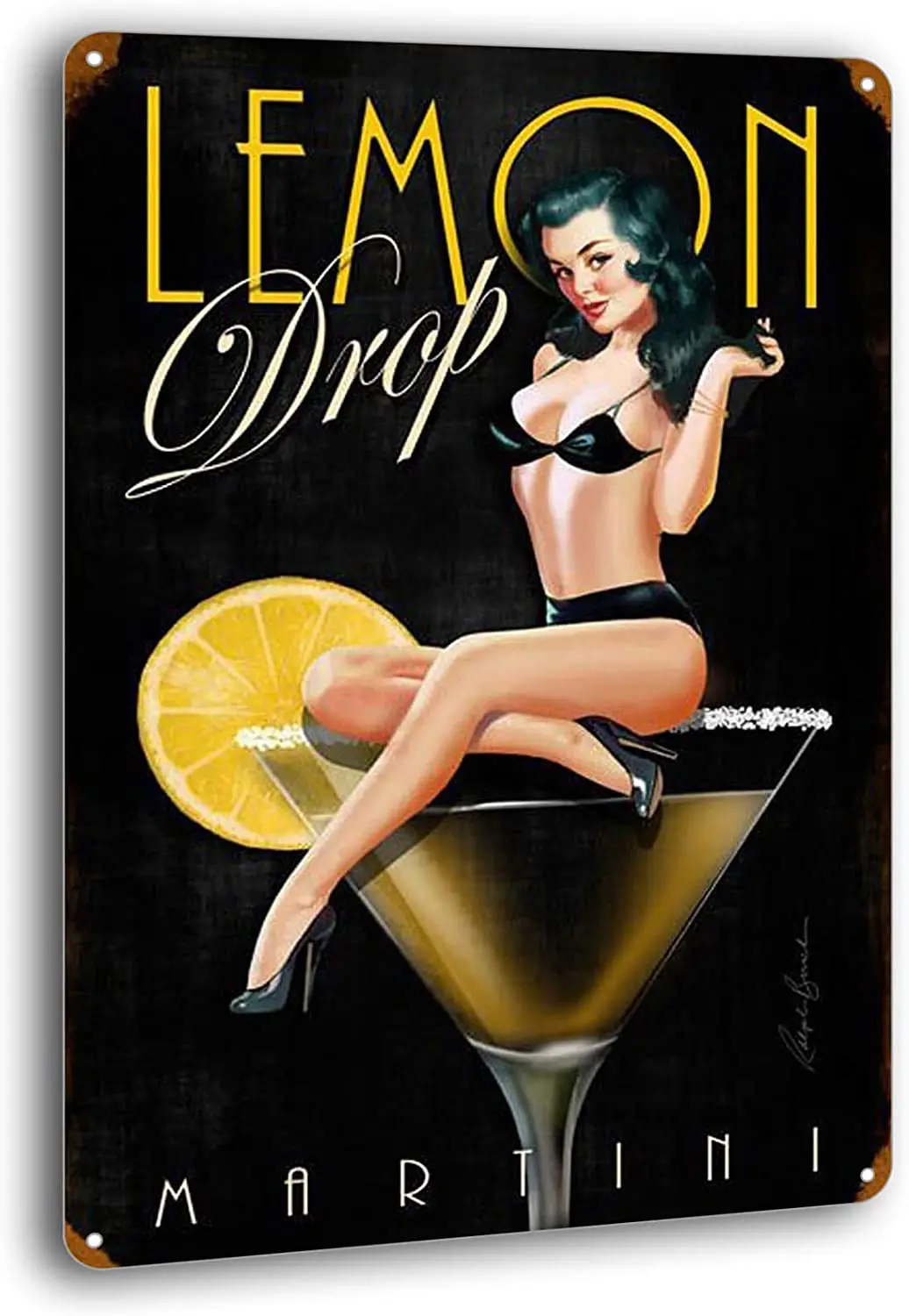 

BAYABU Lemon Drop Vintage Metal Tin Signs for Restaurants Shop Indoor Home Wall Decor Sign Plaque Poster Sexy 8 x 12 inches