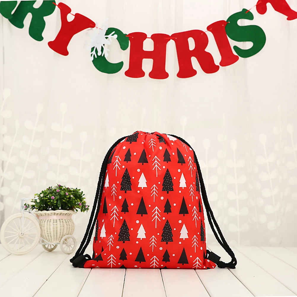 Рождество печатных Drawstring рюкзак тренажерный зал Sackpack йога пляжный Подарочный