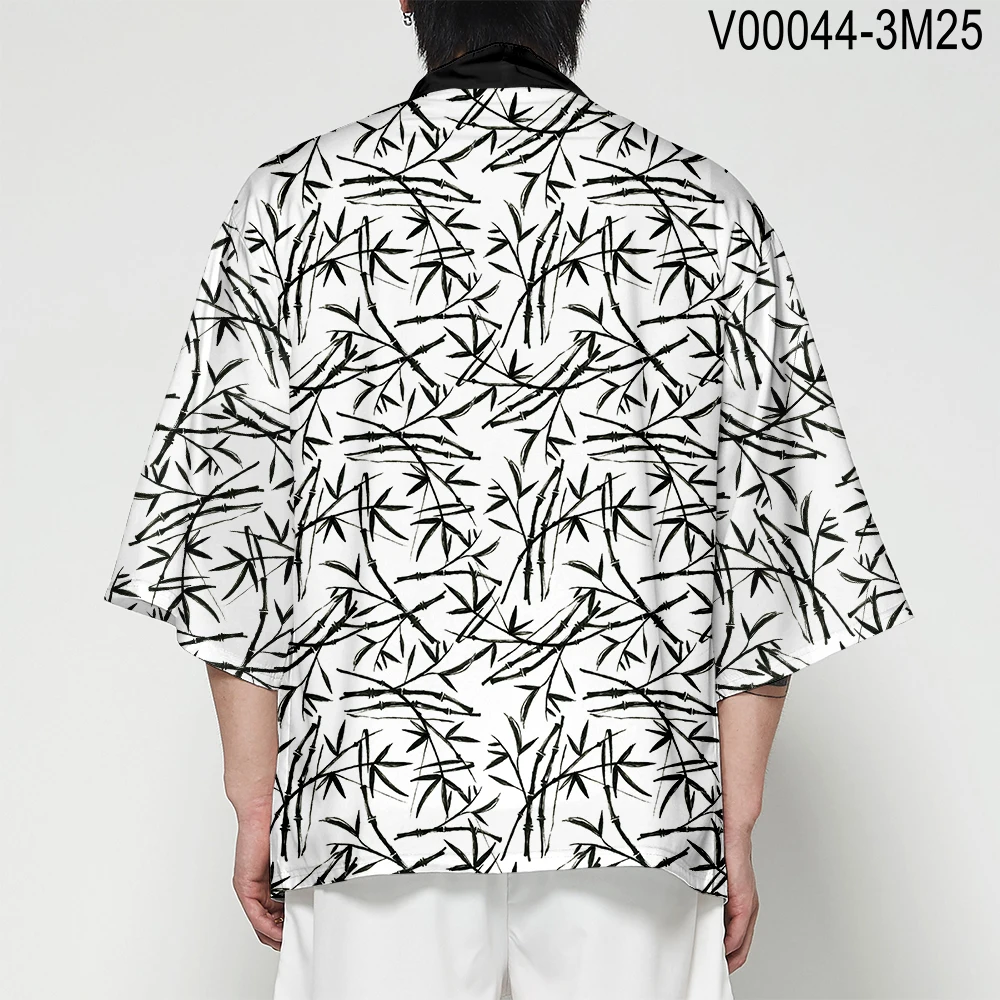 Японский рукав летучая мышь Haori Yukata кимоно летнее Кимоно Кардиган для мужчин Уличная 3D футболка кран суши костюм самурая кимоно - Цвет: V00044