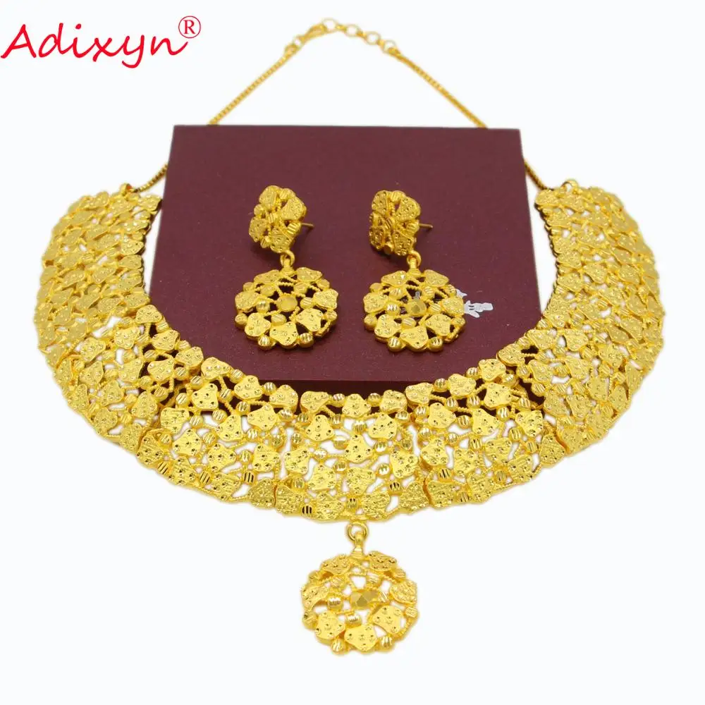 Adixyn Новое индийское ожерелье/серьги цвет золото Африканский/Дубай свадебные