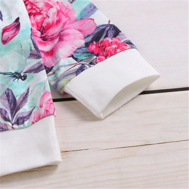 Топ с цветочным рисунком для новорожденных девочек розовые брюки детская