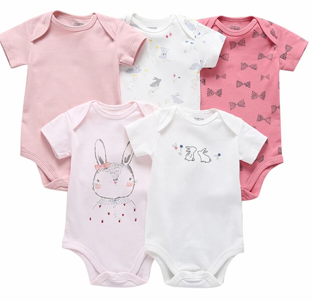 

2020 summer 5pcs Baby rompers 100% Cotton Infant Body Short Sleeve Clothing baby Jumpsuit Cartoon Printed Baby Boy Girl clothes