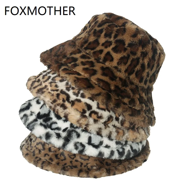 Панама женская FOXMOTHER, из искусственного меха, коричневая, зимняя, теплая, с леопардовым принтом