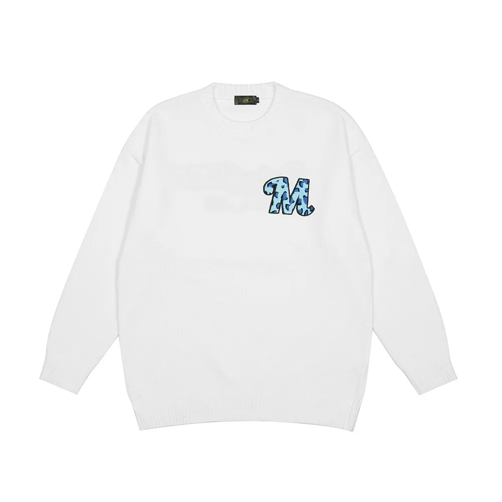 

Мужской осенний вязаный свитер с вышивкой и надписью, повседневный Свободный пуловер с круглым вырезом и длинным рукавом