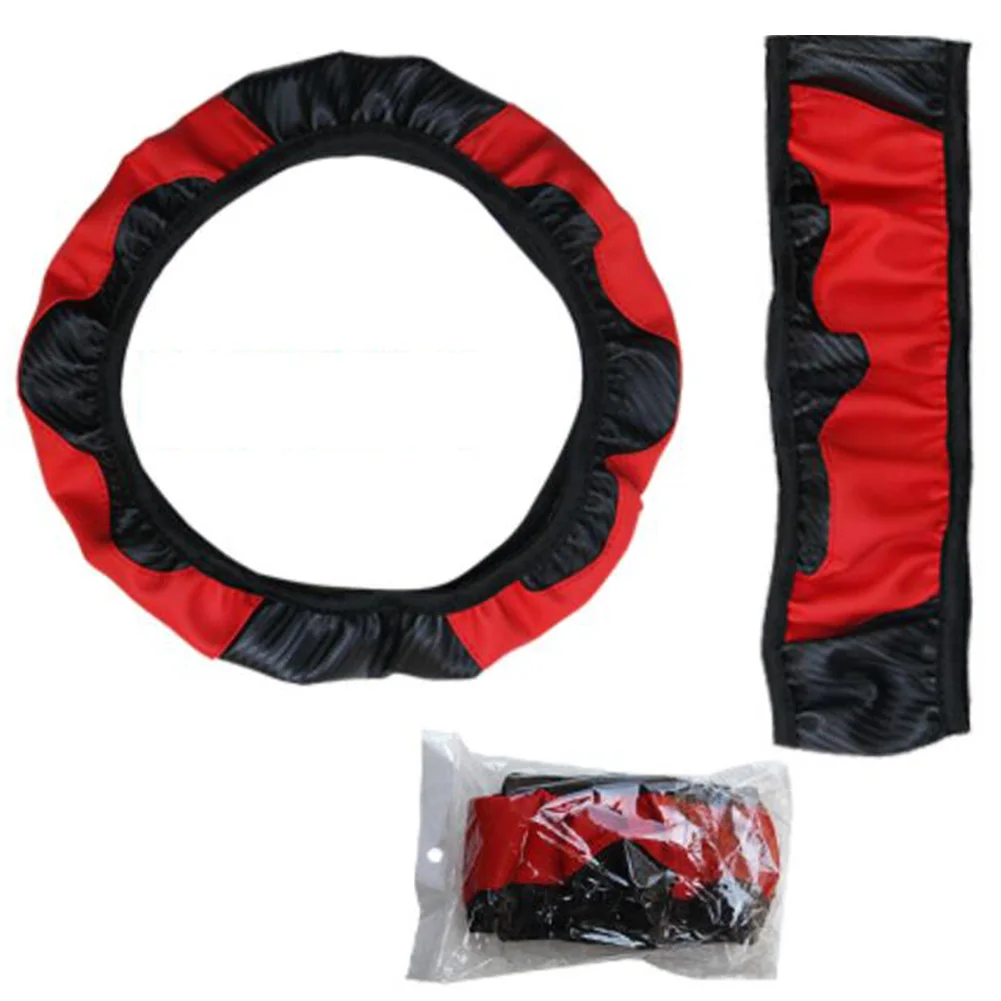 

38CM Car Steering Wheel Cover without Inner Ring Elastic Belt Handle Cover Carbon Fiber Sports 16 Micro Fiber Leather