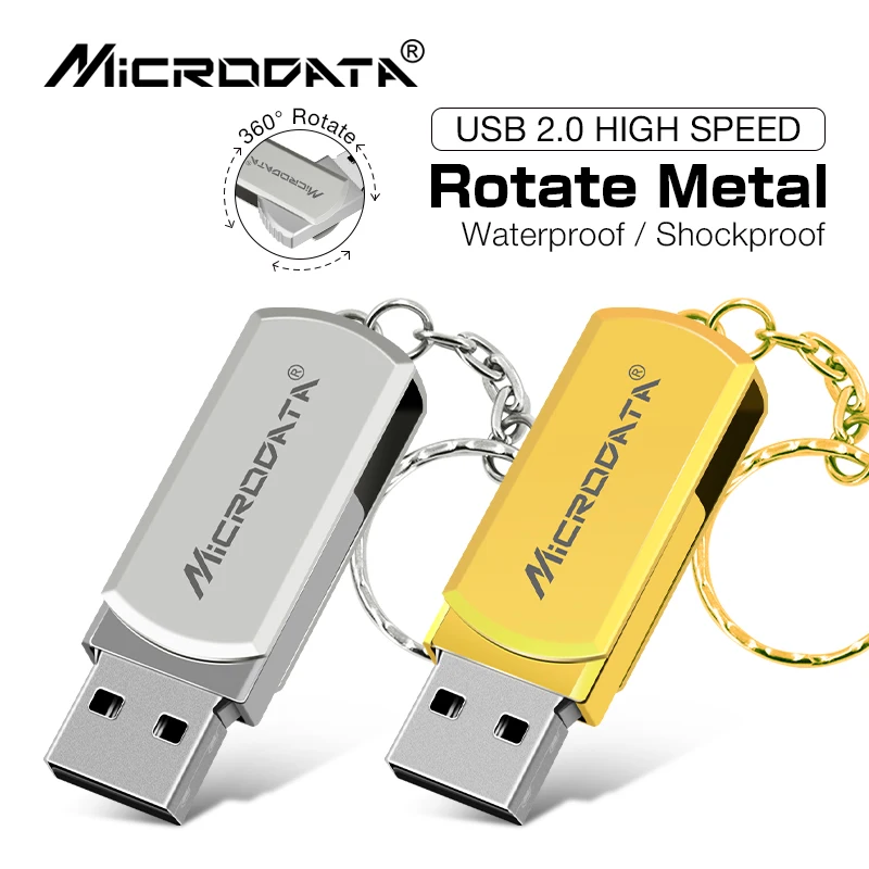 

Rotatable usb flash drive 16GB 32GB High Speed USB 2.0 64GB 128GB Metal Flash Drive Pendrive Pen memory Sticks with key chain