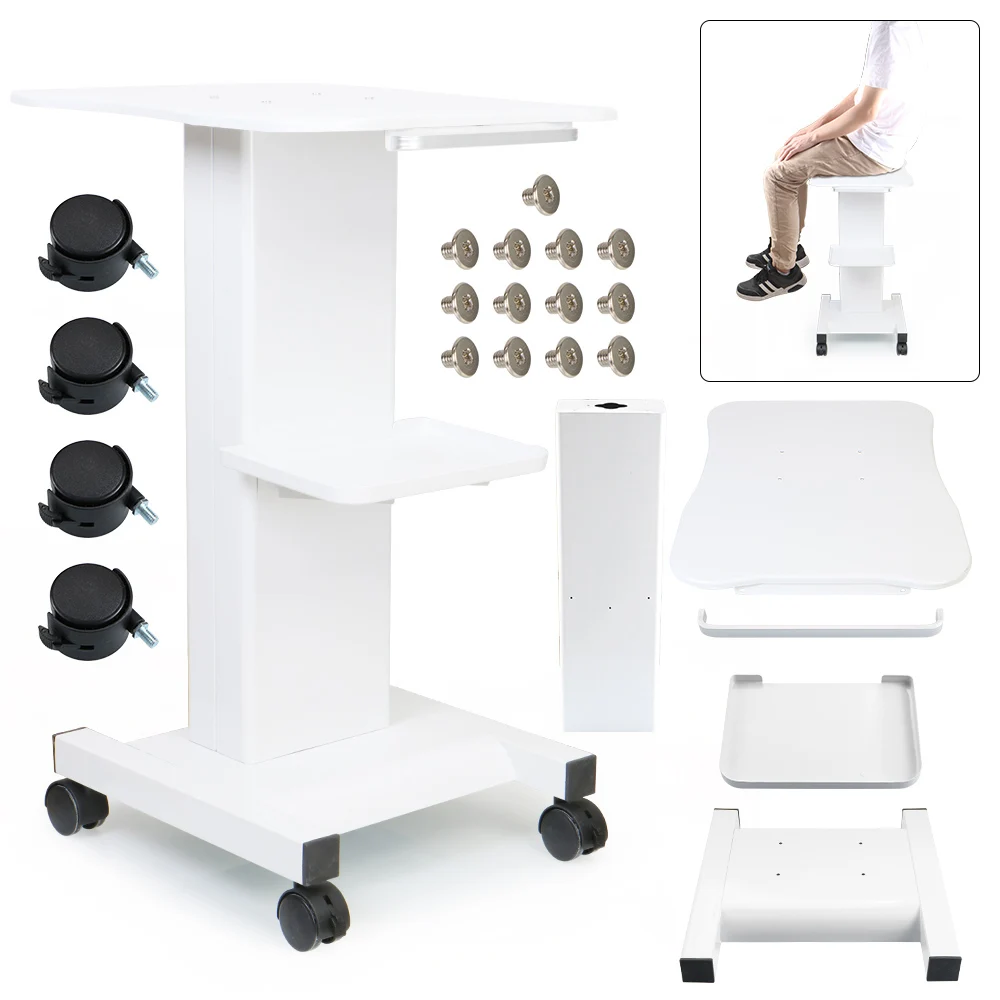Place Cavitation Machines!Iron White Trolley Stand For Cavitation RF Beauty Slim Machine Assembled Trolley Cart Home Spa Use