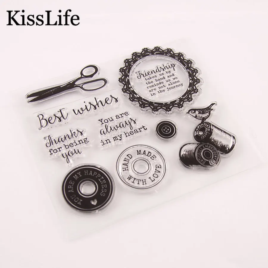 1 лист медная круглая рамка с цветами кнопки буквы резиновые штампы для