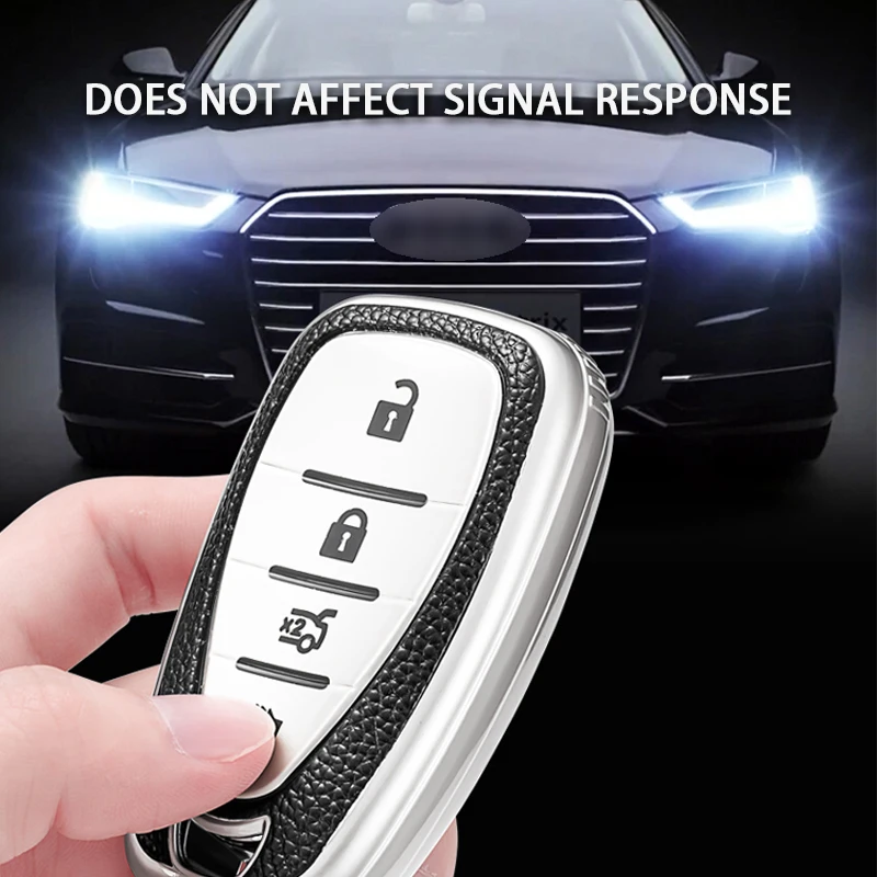 4 кнопки ТПУ + кожаный чехол для автомобильного ключа Chevrolet дистанционного