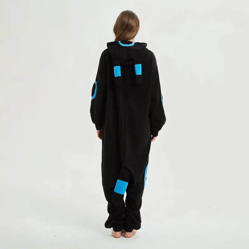 Синий черный Umbreon кигуруми аниме мультфильм пижамы для взрослых унисекс пара Onesie