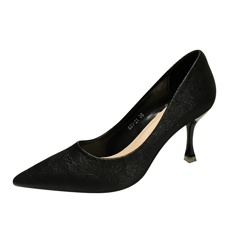 

Yuerui Brand Handmade Women's Shoes Stiletto High Heels Female Bride Professional Office Four Seasons Shoes 7.5CM No Box 691-21A