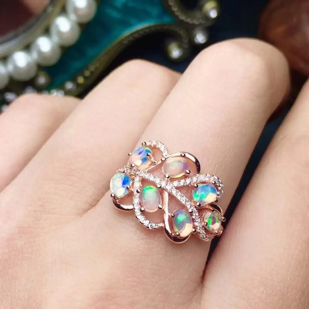 100% Natural And Real Fire Opal Ring Solid 925 Sterling Silver For Women Colour Gem Stone Rings Fine Jewelry | Украшения и