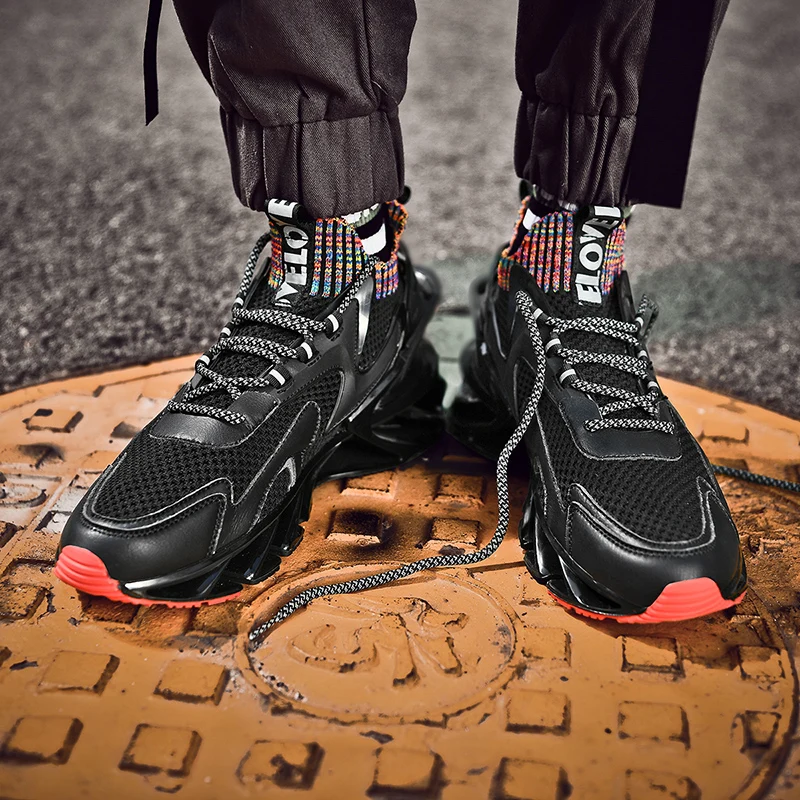 

Autumn Blade Running Shoes Man High Top Spring Ankle Boots Shoes Non-slip Light Shock Absorber Sports Shoes Zapatos Men Sneakers