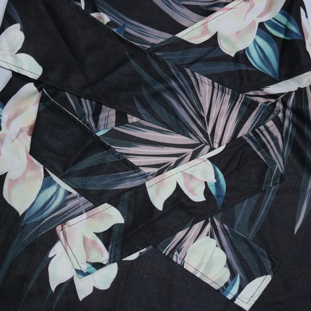 Женское пляжное мини платье с цветочным принтом открытой спиной и глубоким v