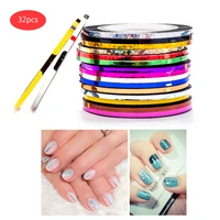 32 colors nail sticker decals striping tape lines multicolor rolls striping tape line nail art decoration sticker diy nail tips