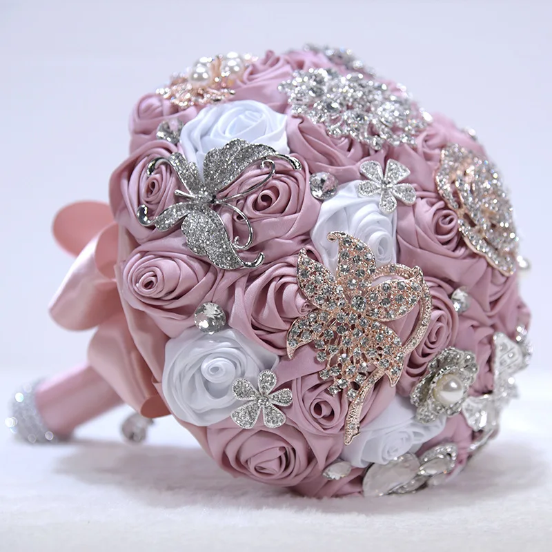 Свадебный букет из красных и белых кристаллов Ramos De невесты искусственный цветок