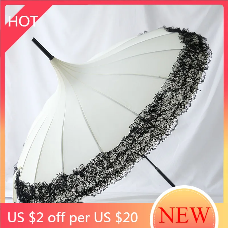 Economici Ombrello Con Manico Curvo Lungo Pioggia Donna Grande Formato Antivento Stile Europeo Ombrello Schermo Protezione UV Paraplu Rain Gear AG50YS