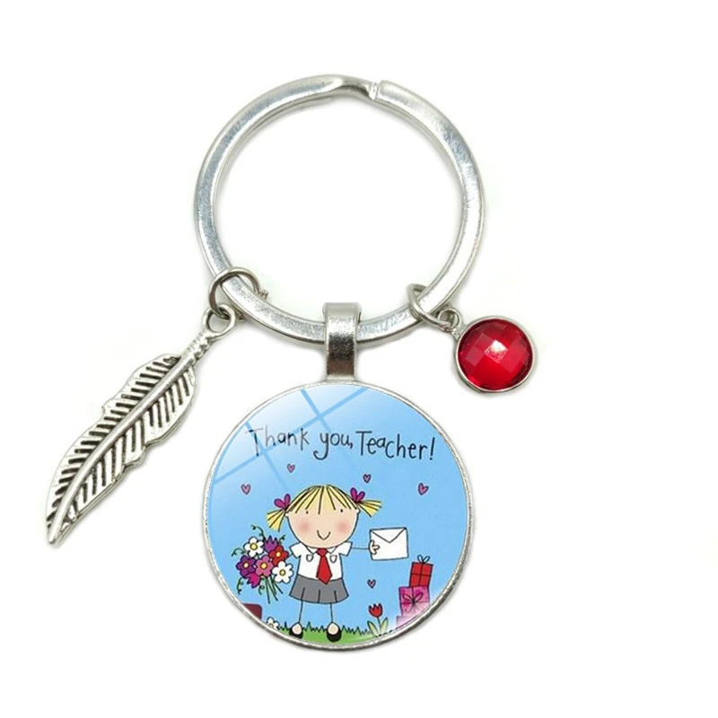 2019 New Hot Teacher's Day Gift Time Glass Convex Keychain 8 Color Crystal Alloy Leaves Hanging Key Ring Small | Украшения и