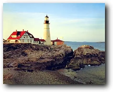 

Portland Maine Lighthouse Scenic Landscape Nature Wall Decor Art Print Poster