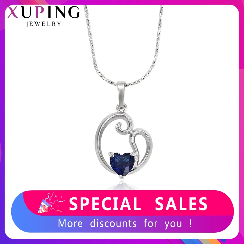 Модная подвеска Xuping с голубым камнем Экологичная медная бижутерия для девочек и