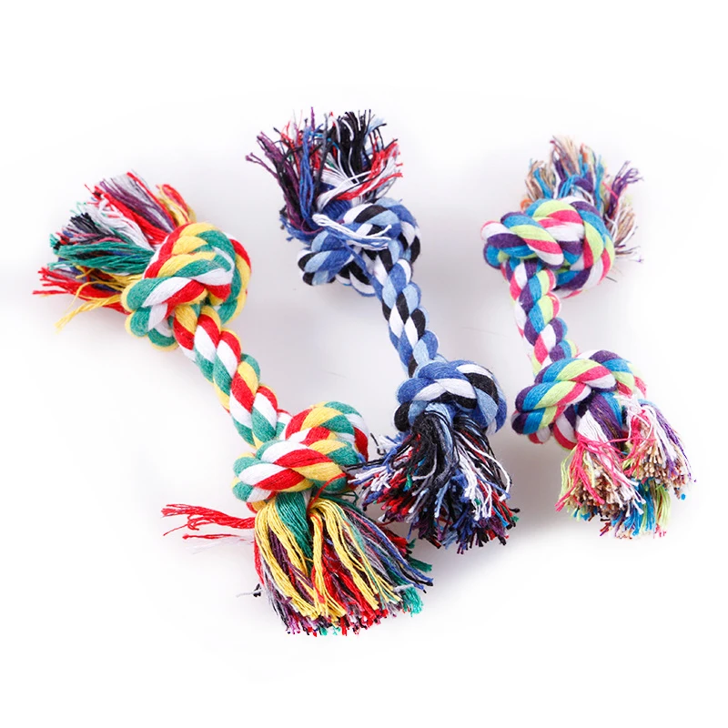 

1pcs Pet Dog Pet Supplies Pet Dog Puppy Cotton Chew Knot Durable Toy Braided Bone Funny Tool (random color)