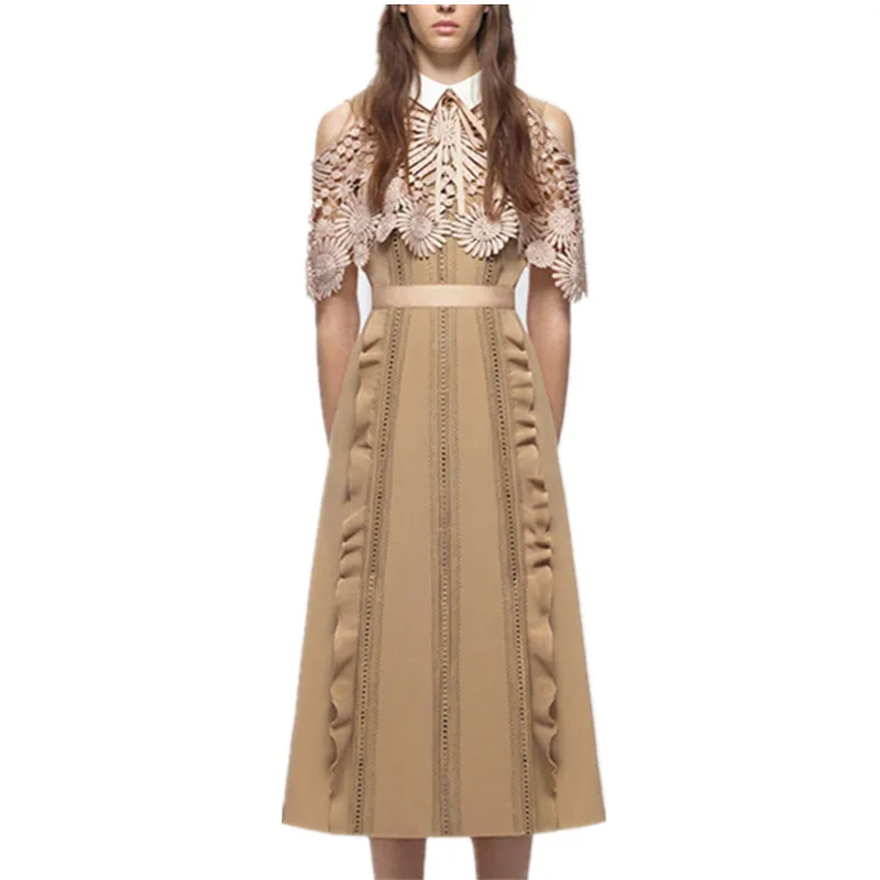 

Женское кружевное платье с вышивкой, пикантное шикарное платье с открытыми плечами и рукавом-накидкой, женские длинные платья, высококачес...