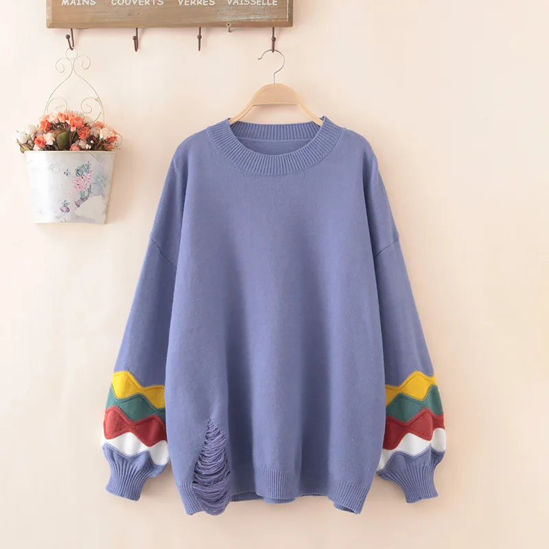 Женский свободный свитер из кроличьей шерсти большого размера Сезон осень-зима