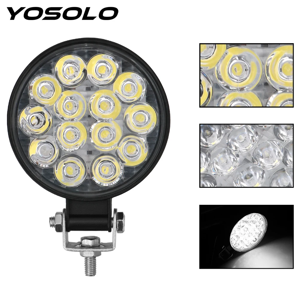 

YOSOLO 4x4 Off Road Driving Light Super Bright Spot Beam Round LED Light Bar 42W LED Work Light For Truck Tractor