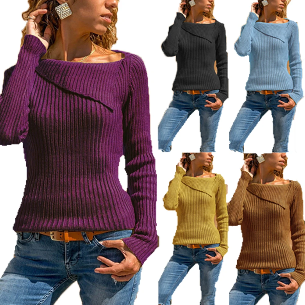 

Long Sleeve Pullover Autumn Winter Women Knitted Sweater Woman Jumpers Casual Jumper Female Clothing Knit Sweaters