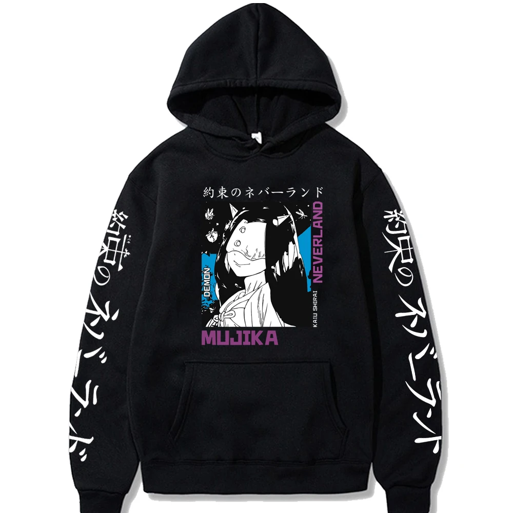 

Hot Harajuku Hoodies Anime the Promise Neverland Loog Sleeve Casual Pullover Unisex Clothes