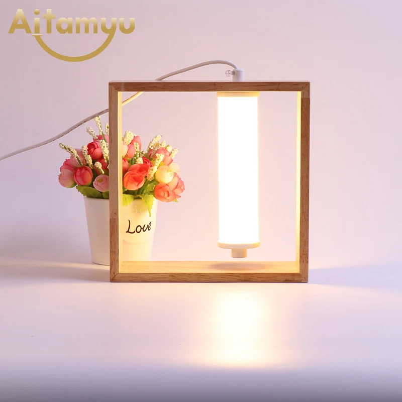 Креативная настольная лампа деревянная прикроватная настольные лампы для