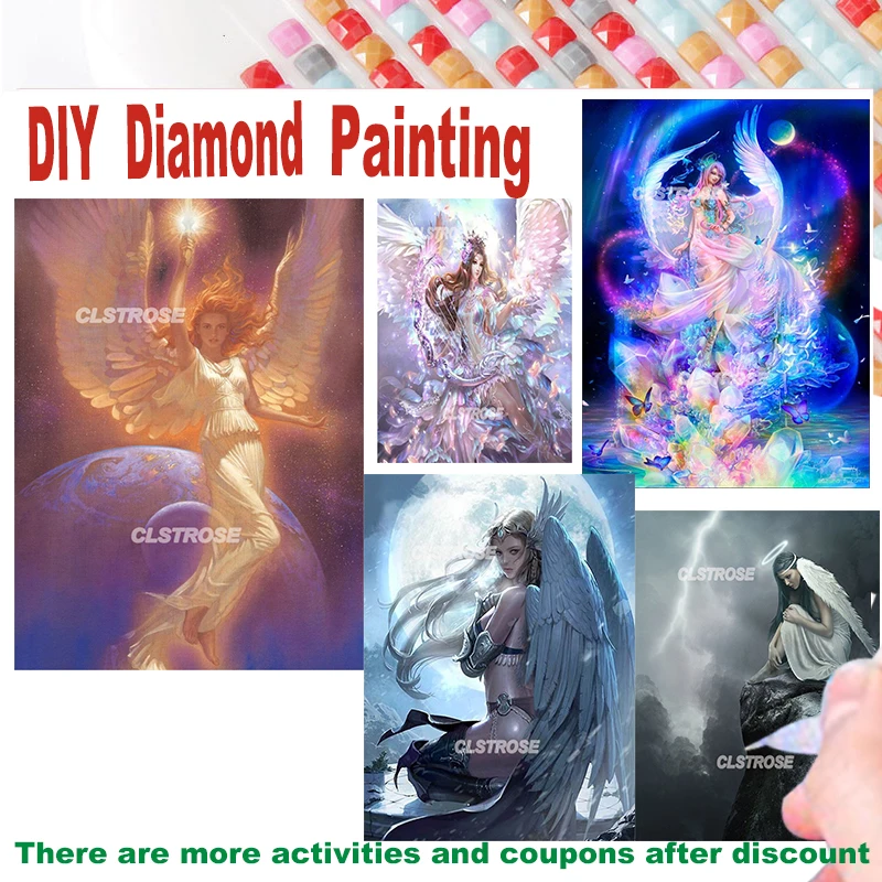 

Diamond Painting Angel Full Diamond Cross Stitch Square Diamond Round Diamond Mosaic The Girl On The Black Stone Cliff