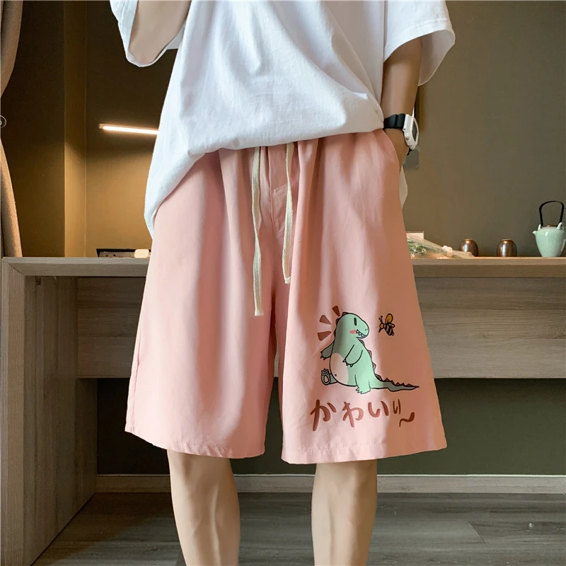 

Новые летние повседневные шорты с принтом динозавра из мультфильма, повседневные штаны, мужские модные стильные дышащие Пляжные штаны с пя...